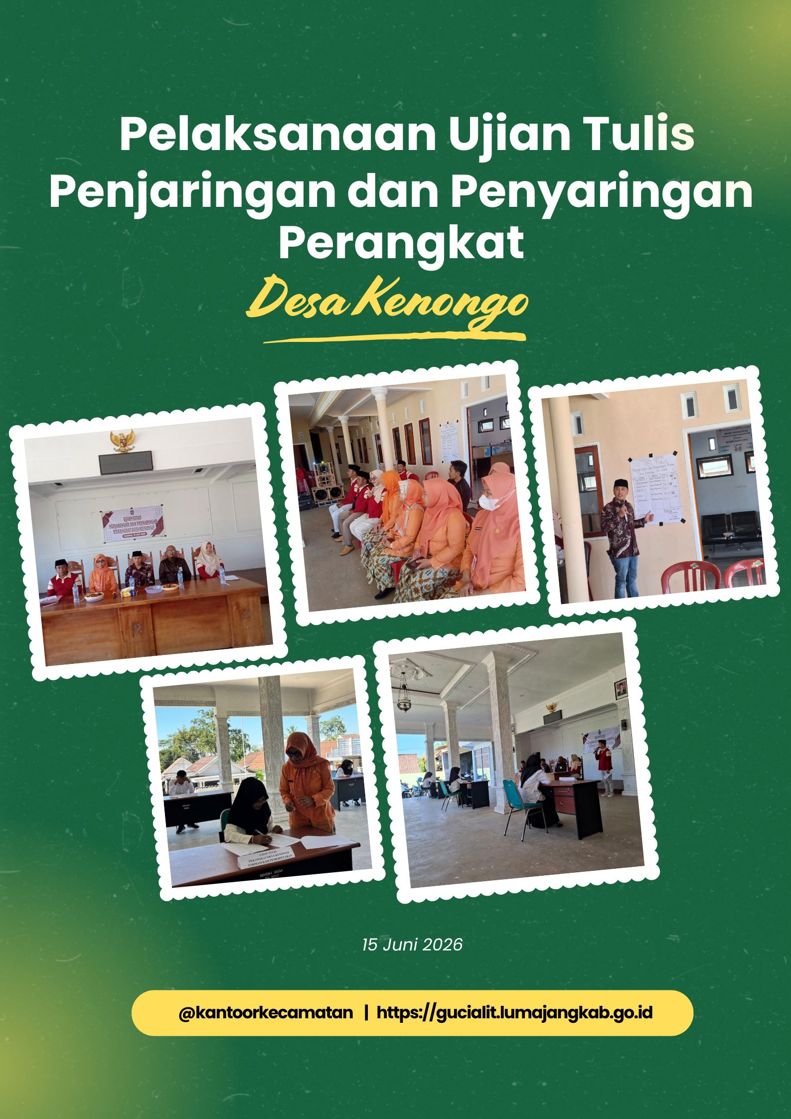 Tim Panwascam Hadiri Ujian Tulis Penjaringan dan Penyaringan Calon Perangkat Desa Kenongo