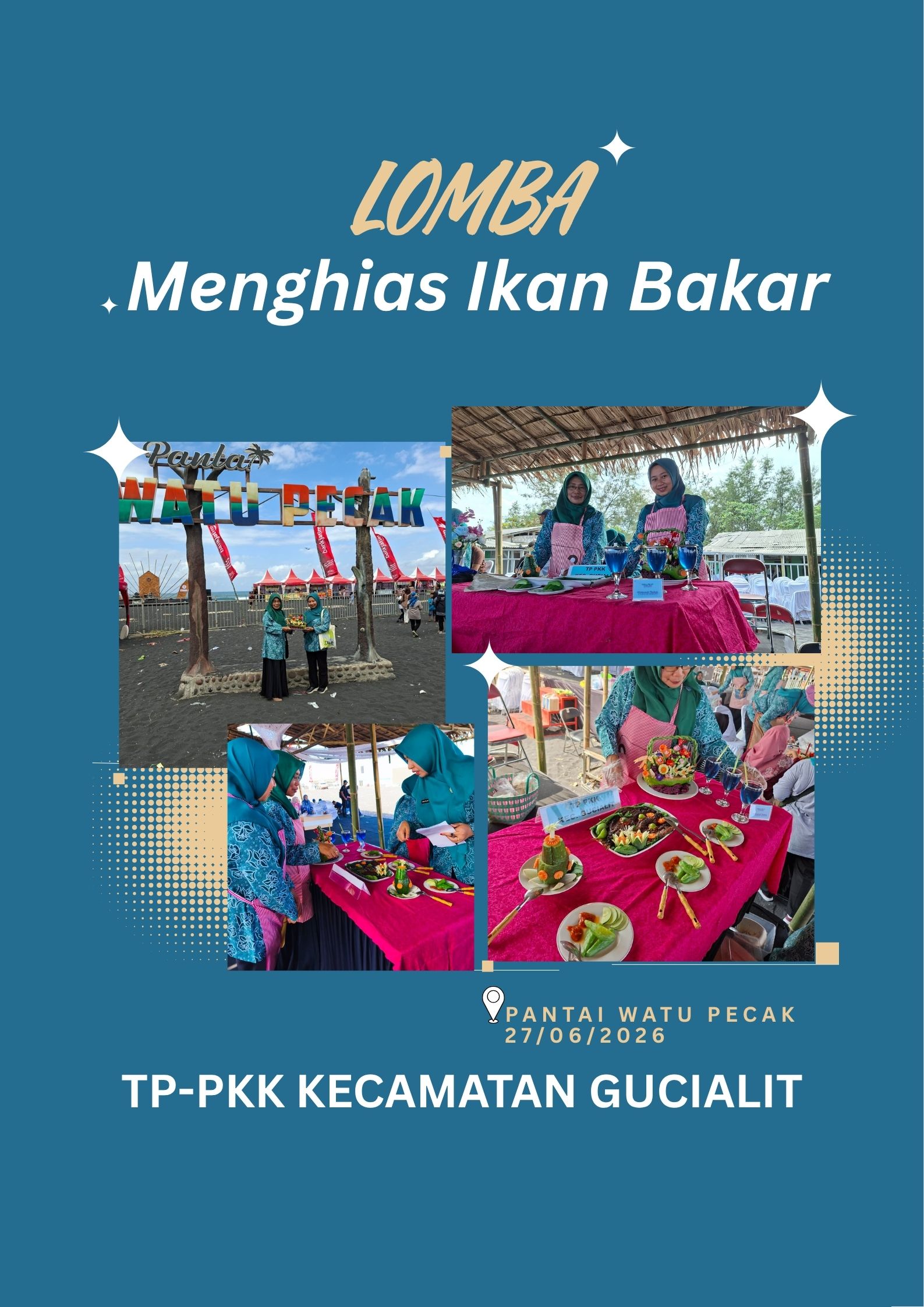 TP-PKK Kec. Gucialit Ikuti Lomba Menghias Ikan Bakar di Pantai Watu Pecak